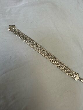 Braided Sterling Silver-Tone Wide Bracelet